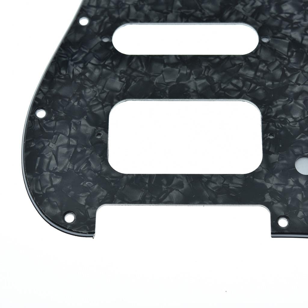 Dopro 11-Hole Strat HSS Guitar Pickguard 2-Screw Humbucking Pickup Mount for American FD Stratocaster Black Pearl